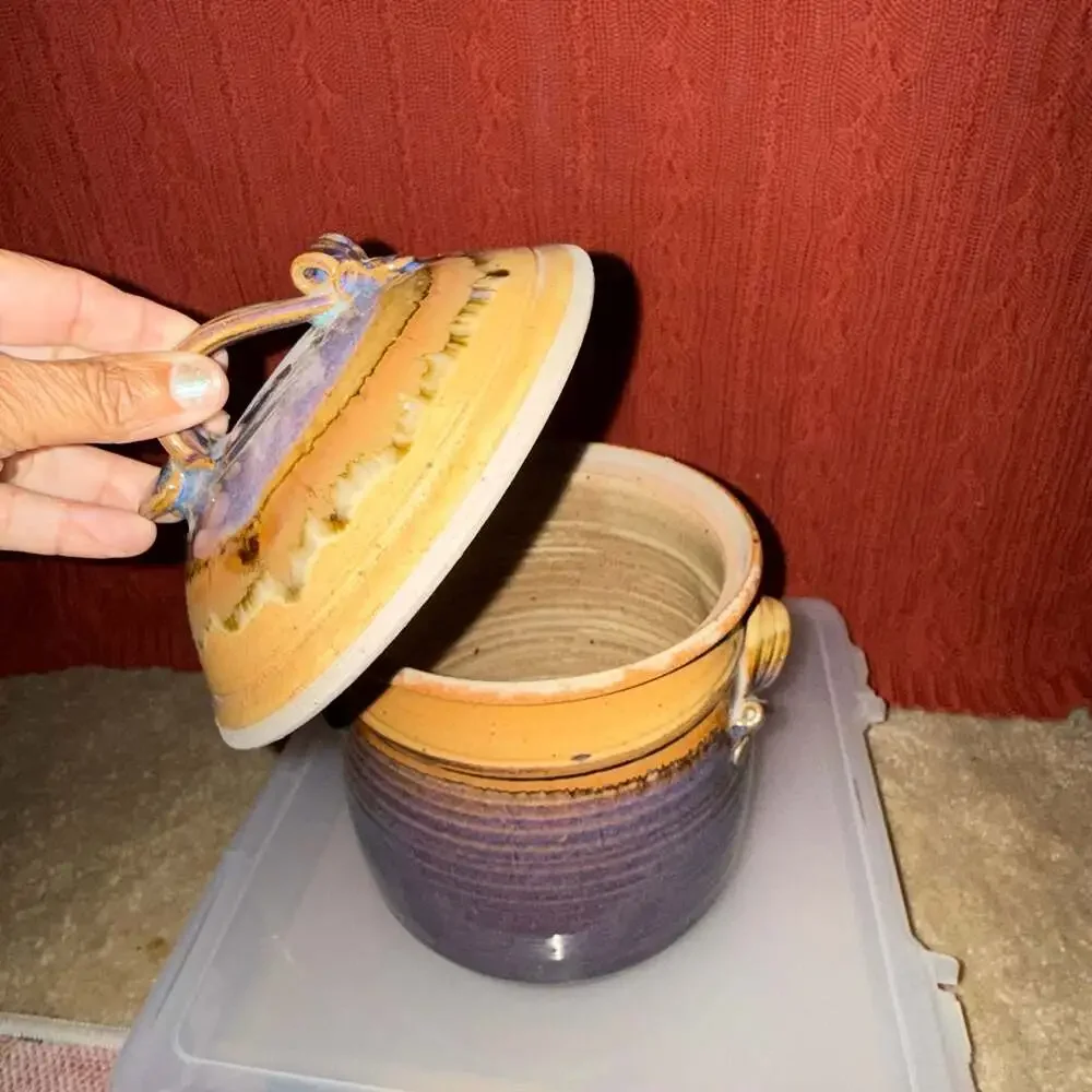 Royce Yoder Pottery - Cookie Jar: Tan/Ash - 15 Steps,